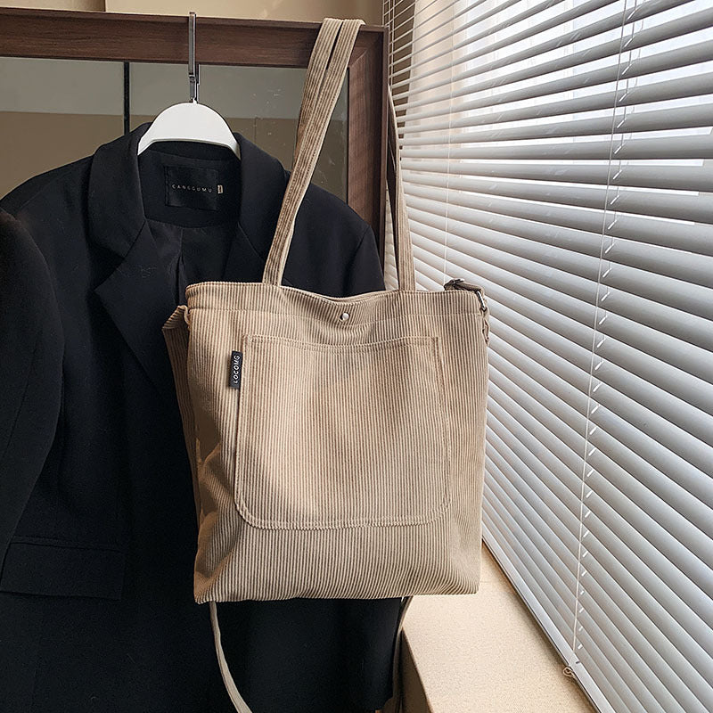 Corduroy Tote Bag for Women Girls Classic Corssbody Tote Bag with Adjustable Strap