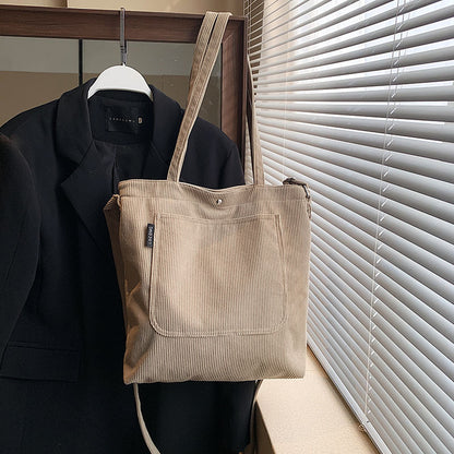 Corduroy Tote Bag for Women Girls Classic Corssbody Tote Bag with Adjustable Strap