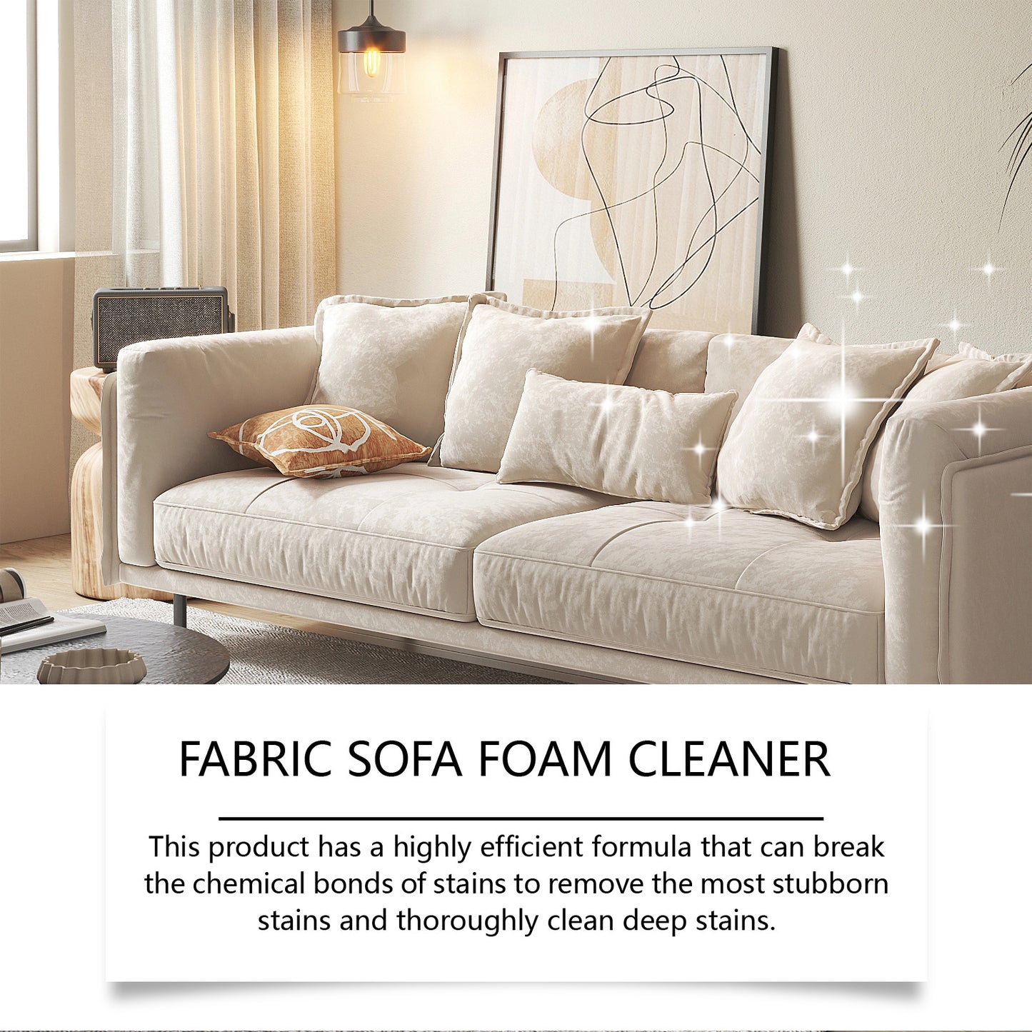 Fabric Sofa Foam Cleaner, Multi-Purpose Stain & Odor Remover for Upholstery, Curtains & Mattresses