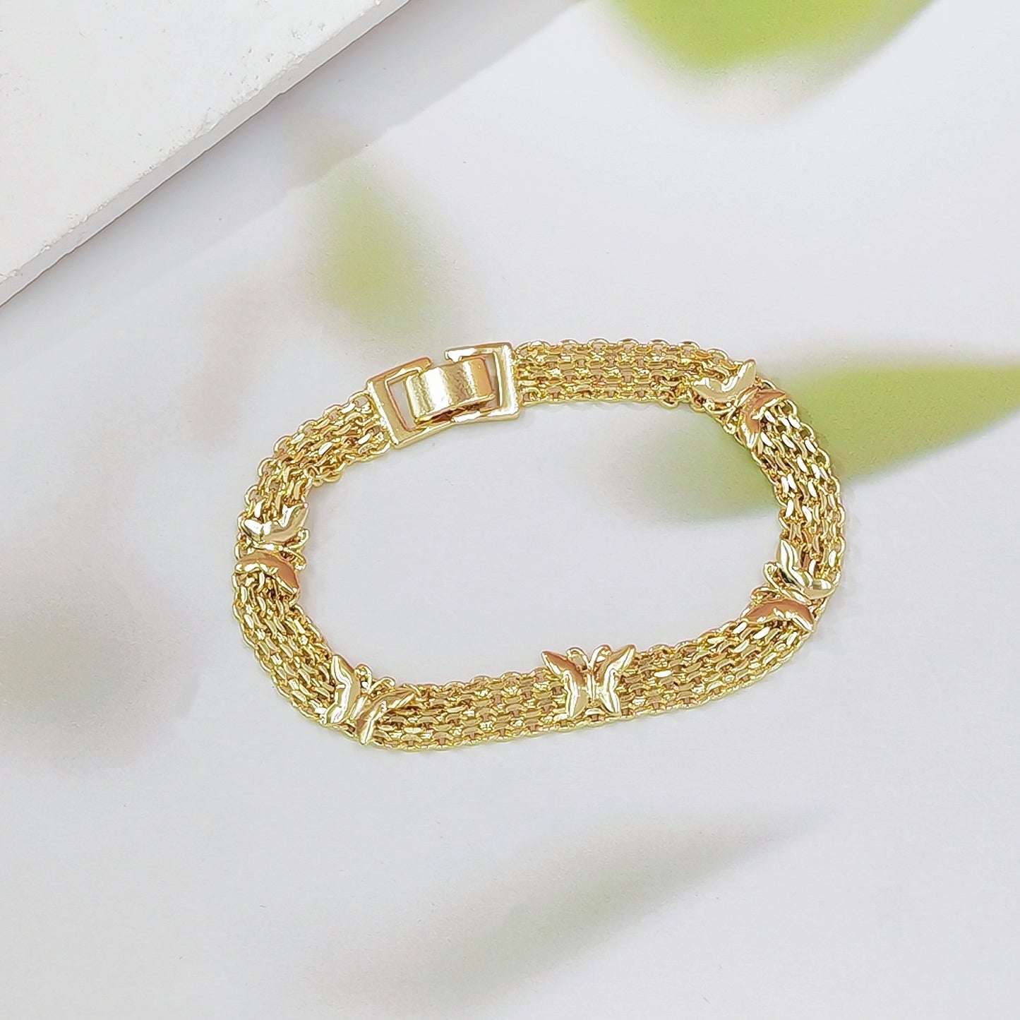 Butterfly Bracelet-Bracelet Butterfly and Bismark Design Polished Golden Finish