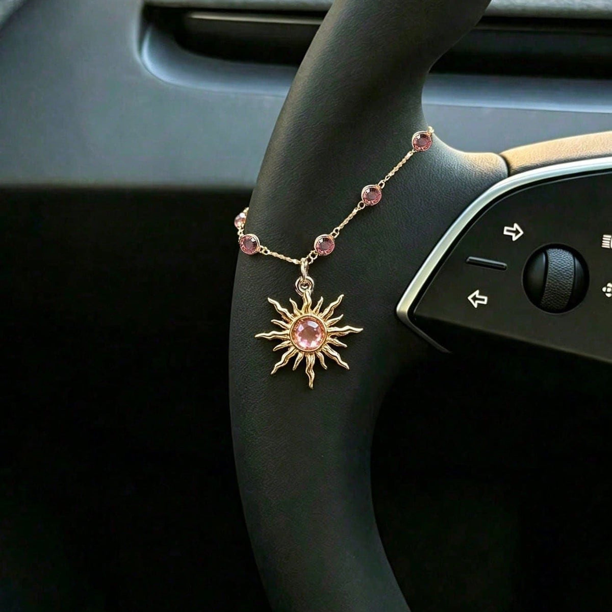 Faith-Inspired Crystal Cross Car Steering Wheel Charm