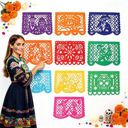 50Pcs Mexican Papel Picado Banner Dia De Los Muertos Altar Ofrenda
