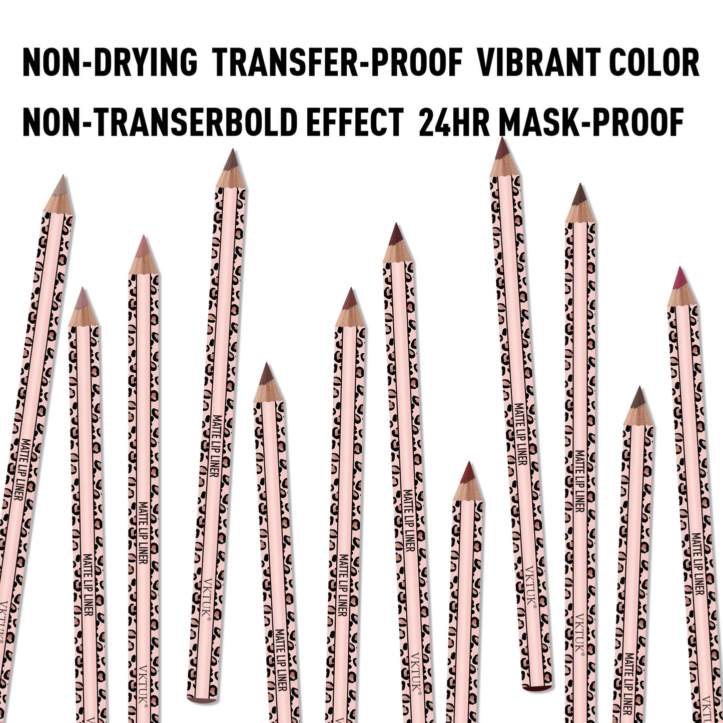 12 Colors Matte Lip Liner Set, Leopard Print Waterproof Long Lasting Lip Pencils