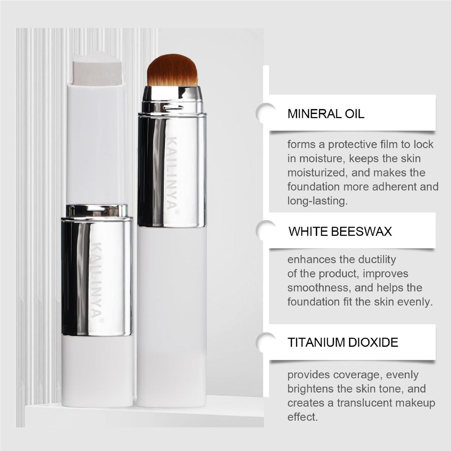 Color Changing Foundation Stick, Cover Cream Stick V, Dual-Ended with Detachable Brush