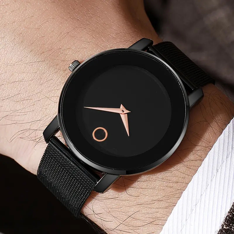Elegant Minimalist Gold Watch for Women Stainless Steel Mesh Band