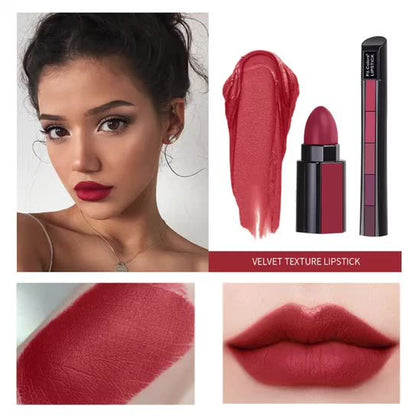 5 in 1 Matte Lipstick,Multicolor Combination Lipsticks Velvety High Pigment Lip Makeup Non-marking Lip Gloss Moisturizing