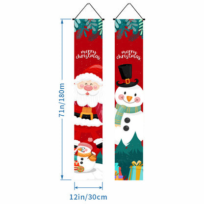 1 Set Christmas Porch Banner Set 78×12 Inch Santa and Snowman Door Banner Xmas