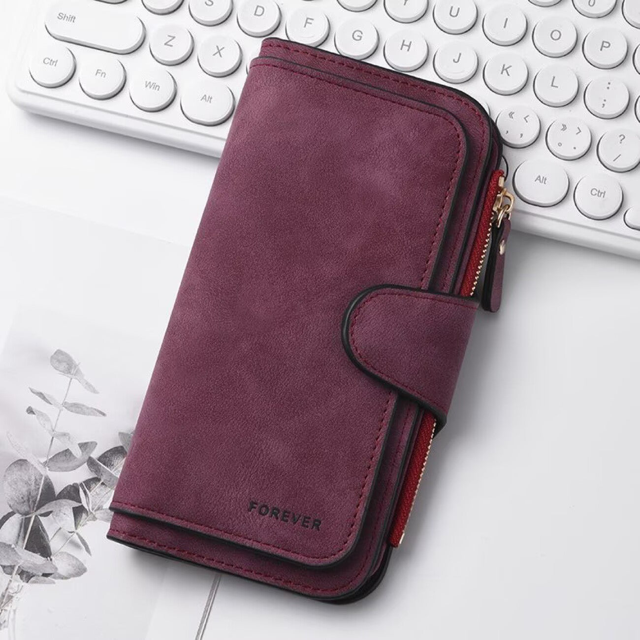 Women's Long Wallet with ID Window and Mini Coin Pouch