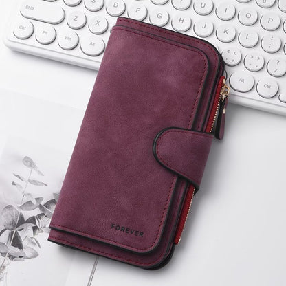 Women's Long Wallet with ID Window and Mini Coin Pouch
