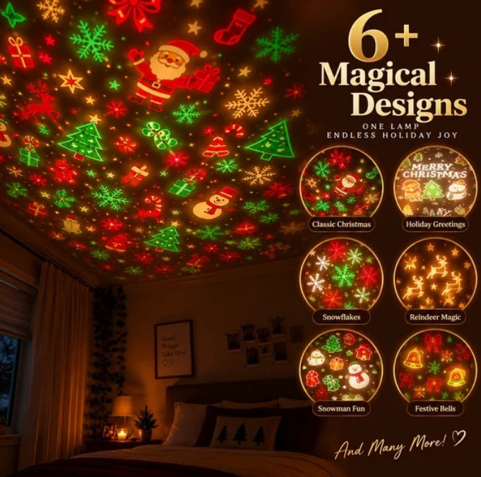 Plug and Play HD Christmas Projector, USB Powered Christmas Night Light with 6+ Holiday Patterns