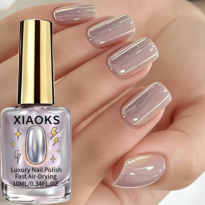 2Pcs Lilac Glossy Mirror Nail Strengthener, Glazed Donut Lilac Mirror Aurora Nail Strengthener Fast Air-Dry