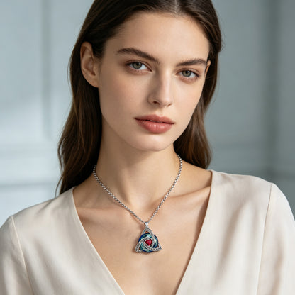 Celtic Birthstone Necklace Trinity Knot Triquetra Crystal Pendant Irish Scottish Jewelry