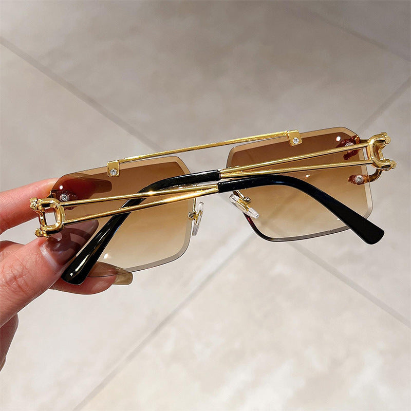 Men's 6-Pair Metal Rimless Sleek Rectangular Trendy Sunglasses