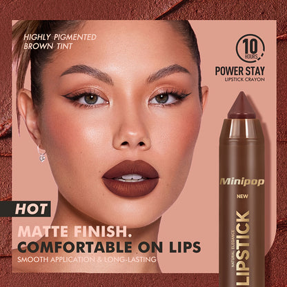 6Pcs Mauve Brown Matte Lip Liner and Lipstick Combo Set Kit