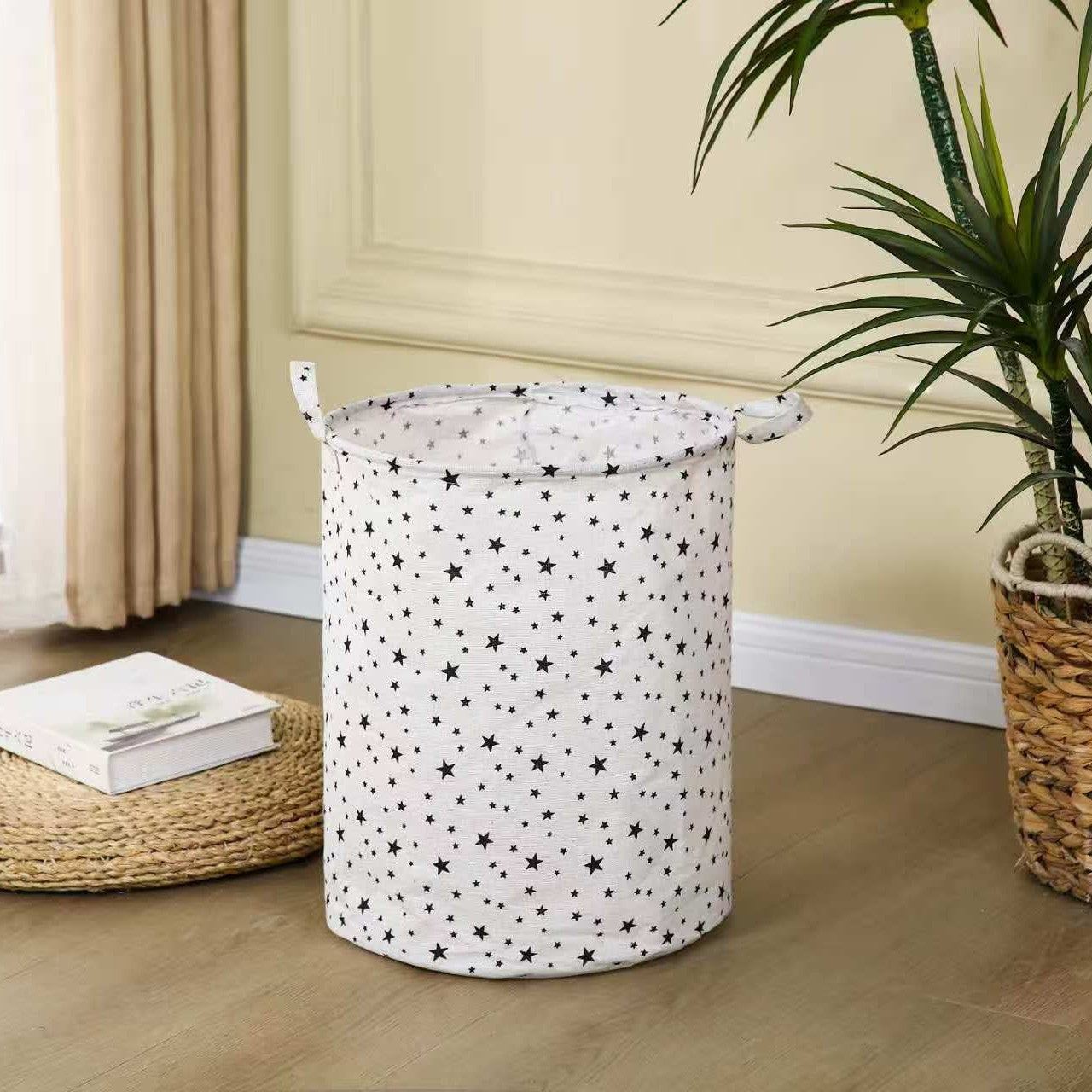 Laundry Basket Canvas Fabric Collapsible Organizer Basket for Storage Bin Toy Bins Gift Baskets Bedroom Clothes