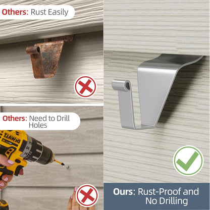 10 Pack Vinyl Siding Hooks Hanger,No Hole Siding Hanging Hanger,Heavy-Duty Stainless Steel