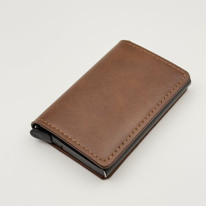 Wallet for Men, Simple Credit Card Holder, RFID Barrier, Pop-Up Business Card Box