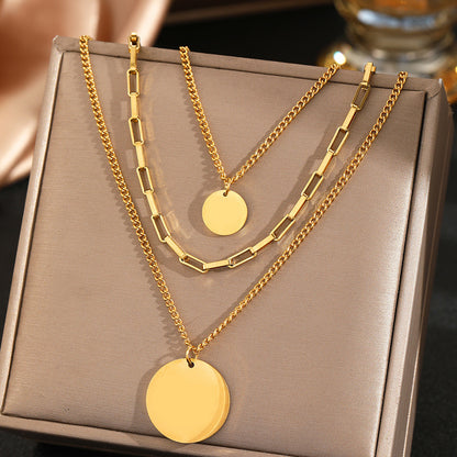 Retro Layered Necklace Featuring Multi-Element Pendants