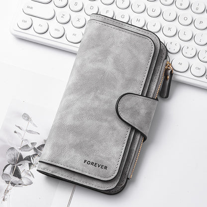 Women's Long Wallet with ID Window and Mini Coin Pouch