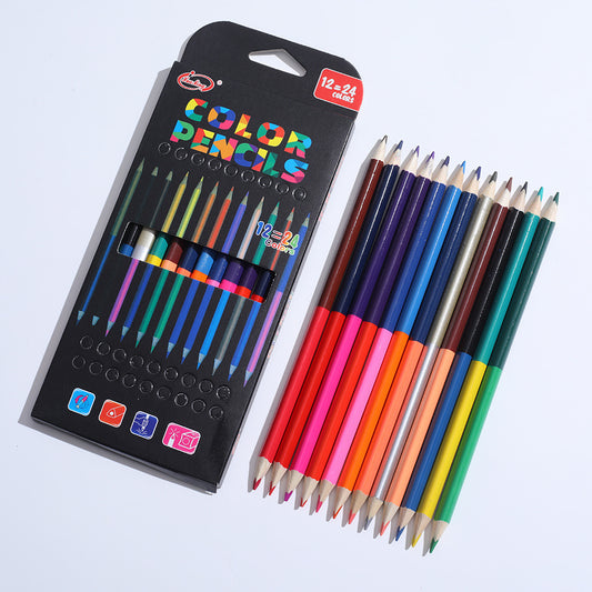 12-Piece Set (24 Colors) Dual-Color Colored Pencils Long Lasting Color, Fade , Multi-Purpose