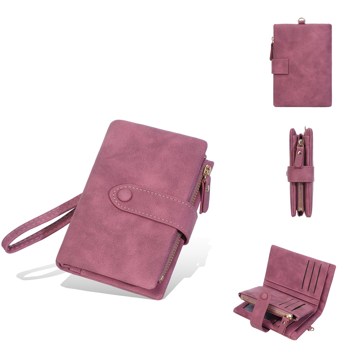 Women's RFID Slim Card Holder Wallet | Thin Bifold Multi Card Case with Zipper
