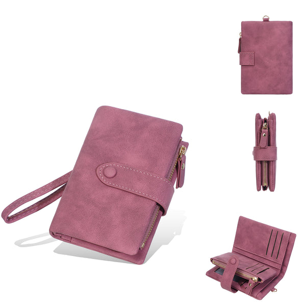Women's RFID Slim Card Holder Wallet | Thin Bifold Multi Card Case with Zipper