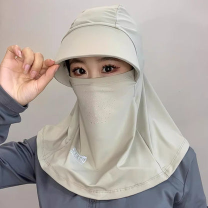 Cooling Breathable Balaclava Full Face Mask with Wide Brim Sun UV Protection Hood