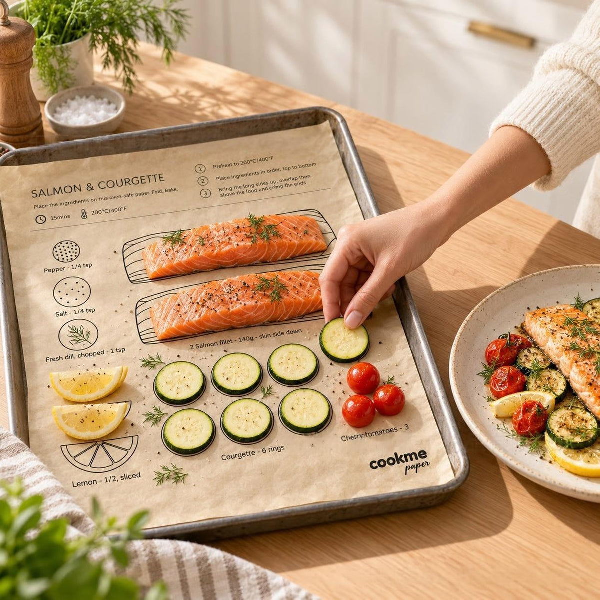 24pcs Recipe‐Printed Baking Paper Convenient Home Oven Cooking Sheet