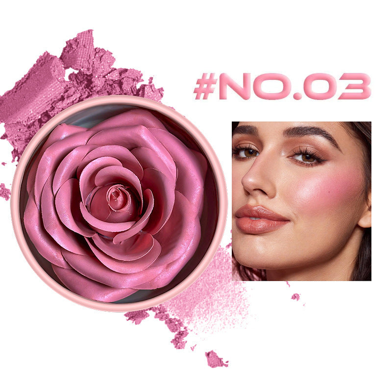 3D Rose Makeup Flower Petal Blush for Cheeks, Natural Glowing Redness Long Lasting Buildable Color