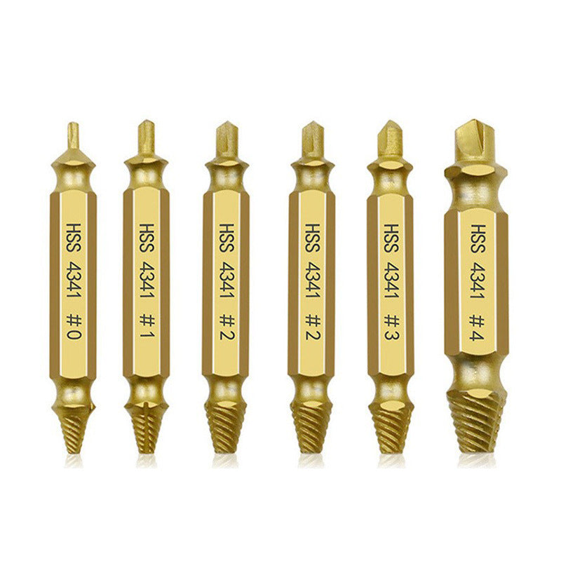 6 Pcs Stripped Screw Extractor Set Hss Damaged Screw Remover and Extractor Nuts & Bolts Drill Bit Tools