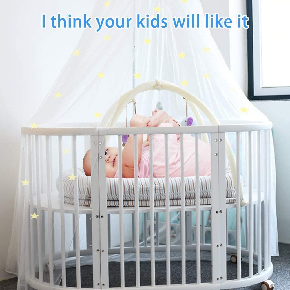 Pink Princess Bed Canopy for Girls with Glowing Stars