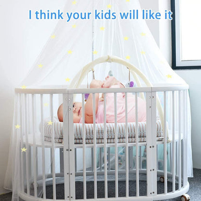 Pink Princess Bed Canopy for Girls with Glowing Stars
