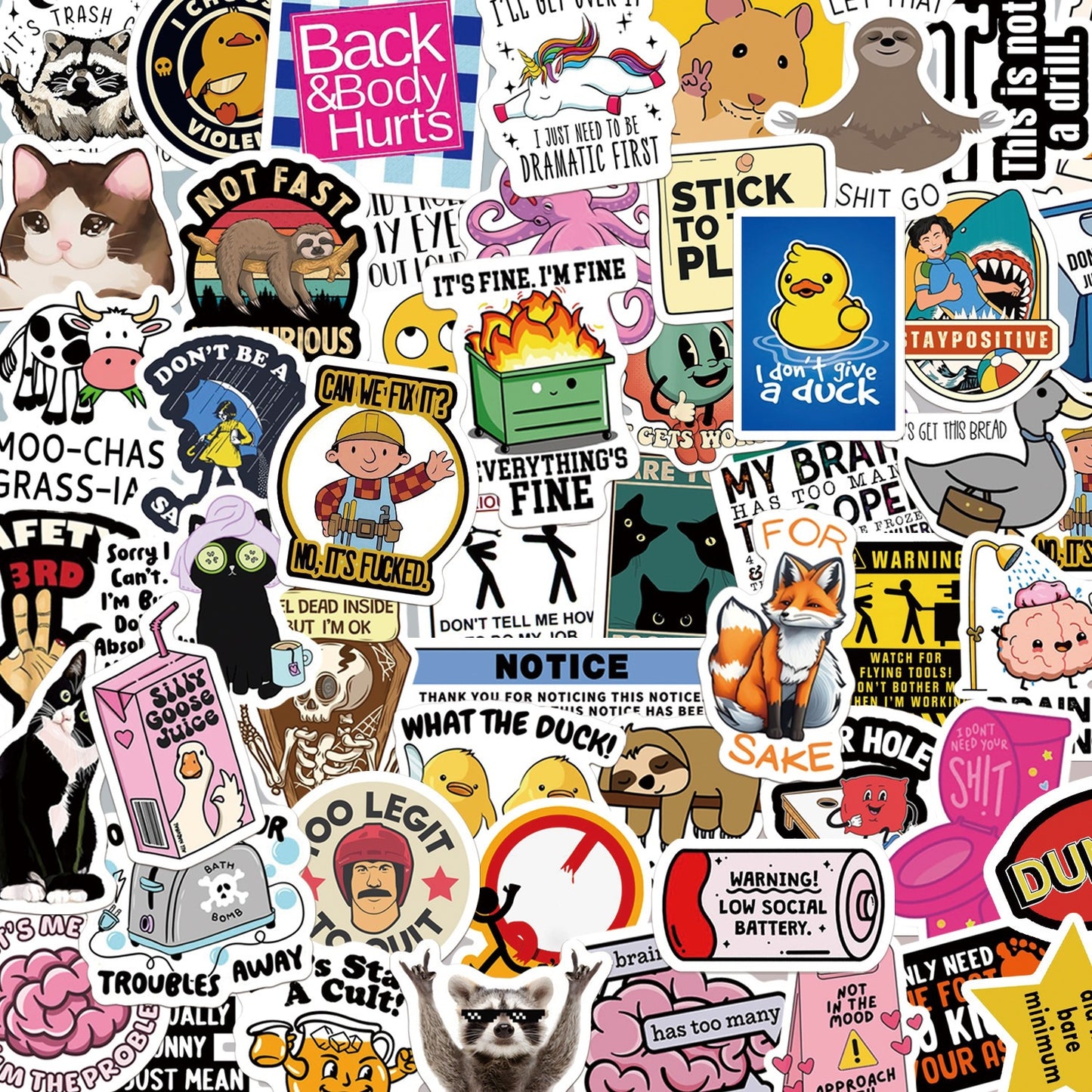 130Pcs Holographic Funny Luggage Stickers Scrapbooking Skateboard Guitar Water Bottle Gift