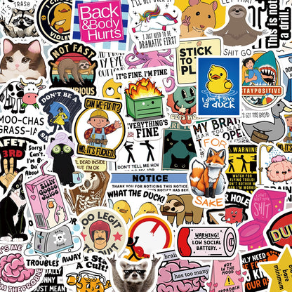 130Pcs Holographic Funny Luggage Stickers Scrapbooking Skateboard Guitar Water Bottle Gift