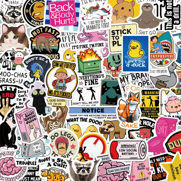 130Pcs Holographic Funny Luggage Stickers Scrapbooking Skateboard Guitar Water Bottle Gift