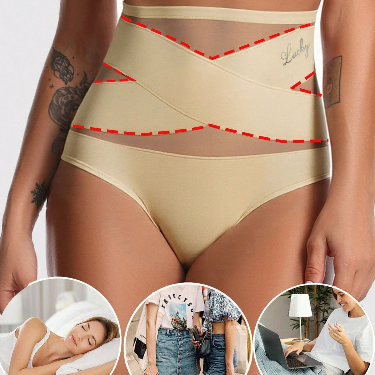 3Pcs Women's High-Waisted Tummy Control Shapewear Panties