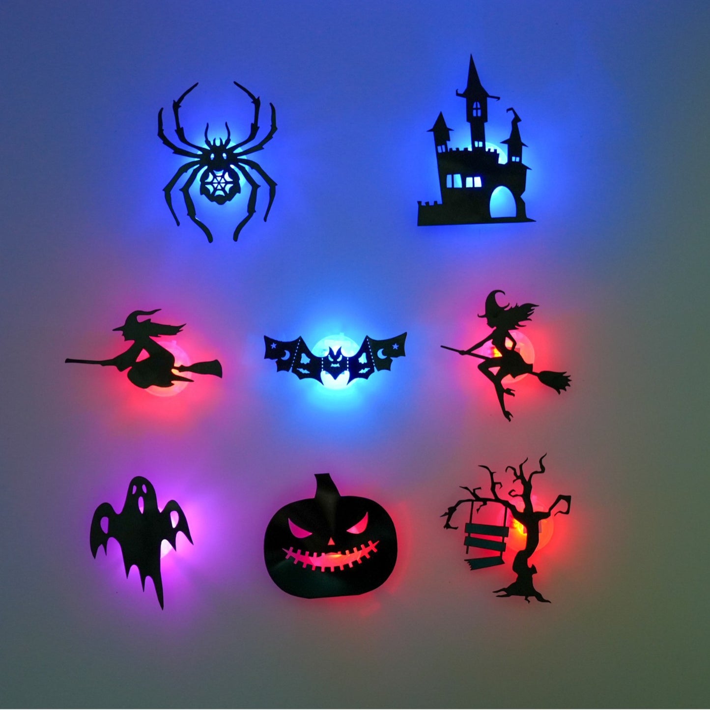 8/30Pcs 3D Cutout Night Light Set Pack - Removable Spooky Glow Wall Stickers
