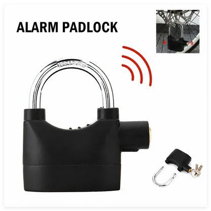 110 dB Alarm Hanging Padlock, Outdoor Stainless Steel Door Lock with Alarm and 3 Keys