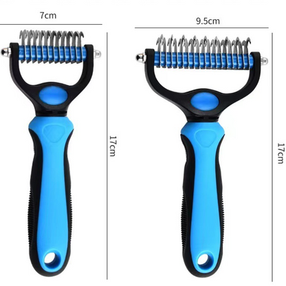 Pet Grooming Brush, Double Sided Shedding and Deshedding Bottom Rake