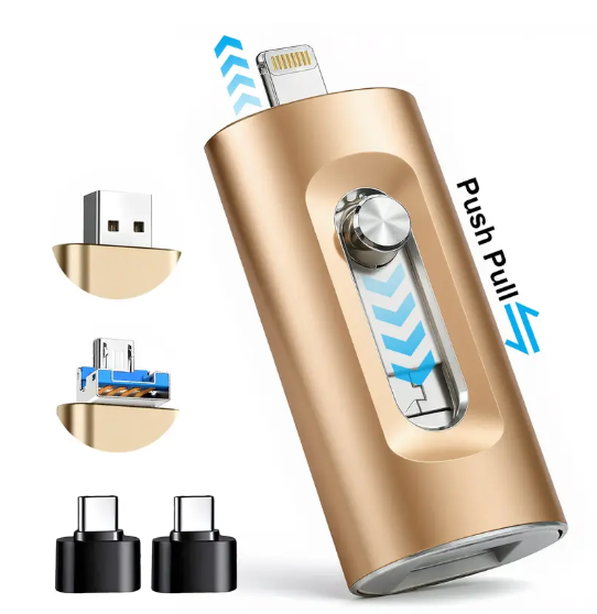 3-in-1 Flash Drive, High-Speed USB 3.0 OTG Pen Drive with Type-C Adapter