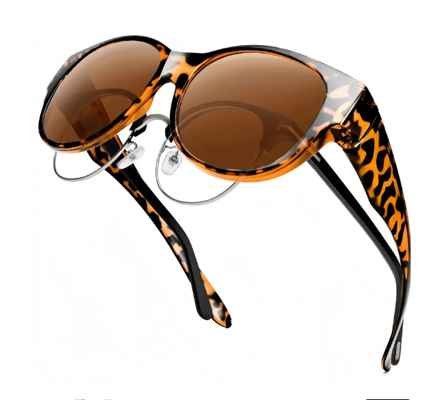 2PCS Women's Fit-Over Prescription Sunglasses - Oversized Square Full-Rim Polarized Frames
