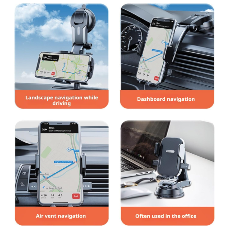 Universal Car Phone Mount, Supports 360-Degree Rotation — ABS Plastic, Strong Suction