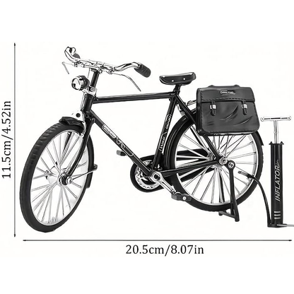 DIY Retro Bicycle Model Ornament, 1:10 Simulation Mini Bicycle Model Scale Kit With Inflator and Briefcase
