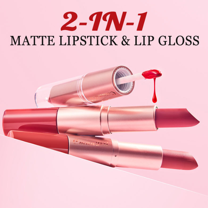 3Pcs/Set Two-in-one Lipstick and Lip Gloss Waterproof, Long-lasting, Multi-functional