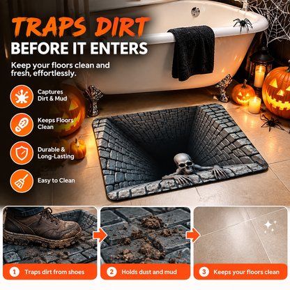 3D Halloween Rug Ghost Skeleton Optical Illusion Mat