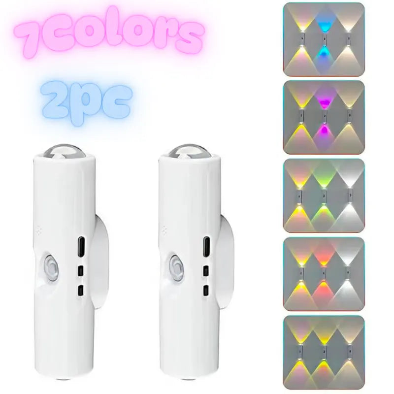 2 Pcs Smart LED Motion Sensor Night Light, Dimmable RGB Color