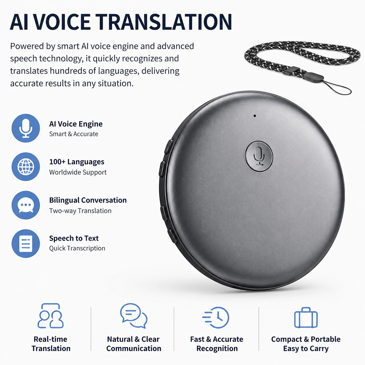 AI Intelligent Translator Multi-language Translation Simultaneous Interpretation