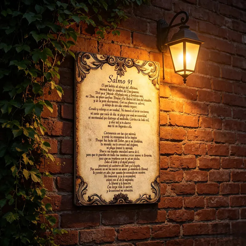 "Salmo 91" Spanish Bible Verse Canvas Wall Art Aluminium Metal Wall Art Plaque