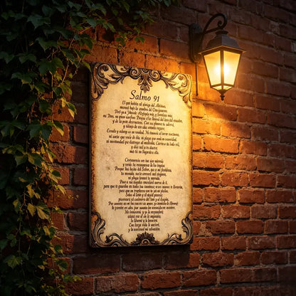 "Salmo 91" Spanish Bible Verse Canvas Wall Art Aluminium Metal Wall Art Plaque