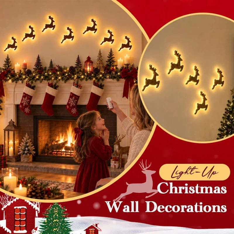 7Pcs/set LED Reindeer Wall Decorations - Festive Christmas Lighting